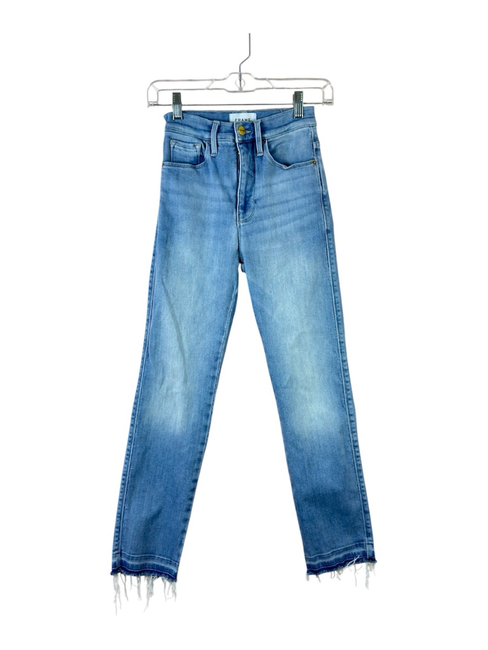 Frame womens size 24 le Sylvie crop light wash raw hem high rise denim jeans
